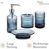 Whole Housewares | Vonios kambario rinkinys | 4 dalių vonios aksesuarų rinkinys | Muilo dozatorius, padėklas, stiklinė, dantų šepetėlių laikiklis | Mozaikinis stiklas (mėlynas)
