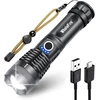 Wholefire žibintuvėlis, itin ryškus 10000 liumenų led žibintuvėlis, įkraunamas usb, su įkraunama baterija, ipx65 atsparus vandeniui žibintuvėlis su 5 šviesos režimais