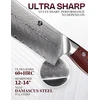 Wildmok Damaskinis Santoku peilis, 17,8 cm aštrus profesionalus peilis mėsai ir daržovėms, japoniškas daugiafunkcis azijietiškas peilis, pagamintas iš Super Vg10 plieno su pilnos apimties G10 rankena, Song serija