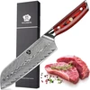 Wildmok Damaskinis Santoku peilis, 17,8 cm aštrus profesionalus peilis mėsai ir daržovėms, japoniškas daugiafunkcis azijietiškas peilis, pagamintas iš Super Vg10 plieno su pilnos apimties G10 rankena, Song serija