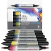 Winsor & Newton 0290164 Promarker Watercolour Marker - 2 antgaliai, teptukas ir plonas antgalis, neblunkantys, labai pigmentuoti akvareliniai dažai kaligrafijai, piešiniams, 6 spalvų rinkinys, pagrindinės spalvos