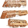 Wood Trick Atlantic Express traukinys 3d mediniai galvosūkiai suaugusiems ir vaikams konstruoti - 67,8 x 10,1 cm - važiuoja iki 2,7 metro - mechaninis lokomotyvo modelio rinkinys suaugusiems ir vaikams