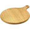 Wooden World - apvali picos lėkštė, medinė pjaustymo lenta su rankena picai patiekti, 35 cm skersmens