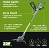 Workpro akumuliatorinis vejos pjoviklis 20 V su 2,0 Ah akumuliatoriumi ir greituoju įkrovikliu, 25 cm pjovimo plotis, 90° besisukanti trimerio galvutė, teleskopinė rankena, 20 dalių, įskaitant nailoninę mentę sodui