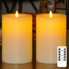 Wroxipel Bekvapis, judančios liepsnos imitacijos, valdomi nuotoliniu pulteliu ir su laikmačio funkcija, 10 cm x 15 cm led žvakės, pagamintos iš tikro vaško, veikiančios su baterijomis, mirgančios dramblio kaulo spalvos, 2 aukštų žvakių pakuotė