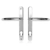 Xfort Uros Upvc poliruoto chromo durų rankena (pz 92 mm, 211 mm atstumas tarp varžtų skylių, 243 mm bendras ilgis) ilga aliuminio pagrindo plokštė Upvc priekinių durų rankena