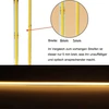 Yamlten 12 V Cob Led juosta, 6000 K, šaltai balta, Led juosta su judesio davikliu, maitinimo adapteris, 320 Led/m svetainei, spintai, miegamajam, „pasidaryk pats“ Led juosta 3 m