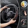 Yamlten silikoninės odos sujungimo automobilio vairo užvalkalas, neslystantis, laidus orui, apsaugantis nuo karščio automobilio vairo užvalkalas, 38 cm / 14,96 colio sportinio vairo apsauga, D formos universalus, oranžinis