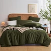 Yasmeng žalios spalvos patalynės komplektas 200 x 200 cm alyvuogių žalumo vienspalvis modernus skalbto medvilnės patalynės komplektas 3 dalių minkštas pūkuotas patalynės komplektas su užtrauktuku ir 2 pagalvių užvalkalais 80 x 80 cm