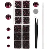 Yhmq Du 6616 vienetų violetinės karšto fiksavimo krištolinio stiklo kalnų krištolai deimantai amatams, gertuvei, drabužiams, marškinėliams, blizgučiams, plokščia nugara, apvalūs su pincetu ir kėlimo rašikliu (rinkinys Ss6-ss30)