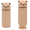 Yhskjcd Kawaii penalas, penalas su užtrauktuku, pastatomas penalas, penalas meškiukas, 2-in-1 penalas, animacinis penalas, mokyklai, namams, biuro reikmenims, rudas, mielas