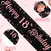 Yianhien 18-ojo gimtadienio stalo takelis, blizgus rožinio aukso stalo takelis 18-osioms mergaitėms, "happy Birthday" stalo takelis, gimtadienio dekoracija, stalo dekoracija, vakarėlio dekoracija, 180 x 35 cm