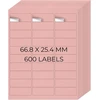 Yikiada rožinės universalios etiketės 66,8 × 25,4 mm vinilinės lipnios nuimamos tuščios etiketės spausdinami vardų lipdukai biuro adresų etiketės, skirtos rašaliniams ir lazeriniams spausdintuvams, 600 vnt.