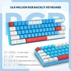 Yindiao T8 60% žaidimų klaviatūra, 68 klavišai, kompaktiška, laidinė, mechaninė mini klaviatūra su 18 Chroma Rgb apšvietimu, raudoni jungikliai, Usb-c spiralinis klaviatūros kabelis, skirta Pc, Mac, šviesiai pilka