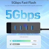 Yinker 4 portų usb 3.0 šakotuvas 3 m su 5 gbps sparta ir 5 v usb-c maitinimo šaltiniu - usb šakotuvas skirstytuvas biurui, namų biurui, žaidimams ir išoriniams įrenginiams