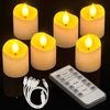 Yme Led įkraunamos žvakės su laikmačio funkcija ir nuotoliniu valdymu, 6 elektrinės įkraunamos arbatinės žvakutės su mirgėjimu kambariui, miegamajam, kalėdinei sezoninei dekoracijai, svetainei