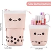 Ymtwsry ištraukiamas pieštukų dėklas mergaitėms didelis pieštukų dėklas su užtrauktuku bubble tea rašiklių laikiklis rožinis kawaii pieštukų dėklas mielos mokyklinės prekės mergaitėms suaugusiems biurui, rožinis, modernus stilius