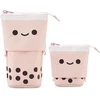 Ymtwsry ištraukiamas pieštukų dėklas mergaitėms didelis pieštukų dėklas su užtrauktuku bubble tea rašiklių laikiklis rožinis kawaii pieštukų dėklas mielos mokyklinės prekės mergaitėms suaugusiems biurui, rožinis, modernus stilius
