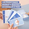 Yogasana Pranayama prancūzų kortų žaidimas 60 kortų - išmokite sąmoningai kvėpuoti - susikurkite savo individualią rutiną - pozų iliustracijos - žaismingas ir