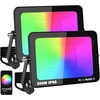 Yojzma 2 vnt. 200 W led prožektorius lauko sąlygoms, išmanus rgb diy scenų spalvų keitimo kraštovaizdžio apšvietimas su programėlės valdymu, ip66 vandeniui atsparus priekinis žibintas su kištuku sodui, kiemams, scenai, namui