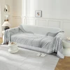 Ystellaa sofa throw blanket 2-seater, 180 x 280 cm, chenille ab sides sofa throw, sofa blankets throw universal, four seasons sofa cover, couch cover with tassel, dark pilkas curve