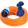 Yuanjoy Cee adapterio kabelis, Cee ilginimo kabelis su Cee kištuku ir įžeminimo kontaktine jungtimi, 200–250 V 16 A maitinimo kabelis, 10 metrų, 16 A oranžinis kabelis