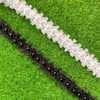 Yurosiay 1 jardas organzos karoliukų nėrinių apdaila 2,5 cm klostuotas kraštas su perlais Elegantiška pynimo nėrinių apdaila raukinių apdaila siuvimui balta