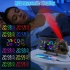 Žadintuvas su projekcija miegamajam, radijo žadintuvas, skaitmeninis laikrodis, 7.48 colių led rgb veidrodinis projekcinis žadintuvas prie lovos, snaudimas, temperatūra, drėgmė, 12/24h, dvigubas žadintuvas, 5