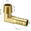Žalvario jungiamosios detalės: 90 laipsnių kampas, 1/4 Pt, 10 mm