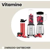 Zeegma Vitamins daugiafunkcinis 4-in-1 maišytuvas su stovu, 1050 W, su 1 l ąsočiu, elektrinis sulčiaspaudės maišytuvas, kokteilių plaktuvas su saugos užraktu, kavos malūnėlis, kryžminiai peiliukai, 2 x peiliukų rinkiniai (1 l, 1050 W)