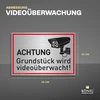 Ženklas achtung grundstück wird videoüberwacht! | aliuminis 30 x 20 cm | tvirtas aliuminio ženklas su uv apsauga | šlifuoto sidabro elegantiška išvaizda | vaizdo stebėjimo kamerų stebėjimas dreifke®