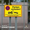 Ženklas Parken verboten | Pvc 30 x 20 cm | neteisėtai pastatyti automobiliai bus nutempti už mokestį! geltonas | tvirtas Pvc ženklas su Uv apsauga | parkavimo draudimas | Dreifke®