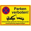 Ženklas Parken verboten | Pvc 30 x 20 cm | neteisėtai pastatyti automobiliai bus nutempti už mokestį! geltonas | tvirtas Pvc ženklas su Uv apsauga | parkavimo draudimas | Dreifke®
