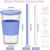 Zgoec 500 ml Bubble Tea puodelis su dangteliu ir šiaudeliu, 2 vienetai daugkartinio naudojimo plastikiniai puodeliai, kokteilių puodeliai, gėrimo puodelis su šiaudeliu, dvigubų sienelių izoliuotas, nepralaidus gėrimų puodelis arbatai, šaltai kavai, šviesi