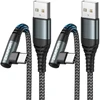 Zkapor Usb C kabelis [2 vnt. po 2 m] 3.1 A, 90 laipsnių kampo įkrovimo kabelis Usb C greito įkrovimo kabelis nailoninis Usb C įkrovimo kabelis telefonui 16/15/14 Pro Max, Galaxy S24/s23/s22, Note 20 10, P40/p30