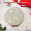 Rankšluostis Zoompil Kalėdiniai apvalūs aukso spalvos padėkliukai, 6 vnt., Kalėdiniai padėkliukai su snaigėmis, 38 cm, plaunami, Pvc, neslystantys, karščiui atsparūs apvalūs padėkliukai stalo dekoravimui