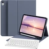 Zoyu dėklas su klaviatūra, skirtas ipad a16 2025 11-os kartos/ipad 10-os kartos 2022 10.9 colių, minkštas tpu dėklas su rašiklio laikikliu, magnetinė bluetooth nuimama klaviatūra, qwertz išdėstymas, violetinė