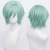 Žydras anime perukas su trumpais tiesiais karščiui atsparaus sintetinio pluošto plaukais Helovino komiksų konvento cosplay pasirodymui