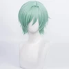 Žydras anime perukas su trumpais tiesiais karščiui atsparaus sintetinio pluošto plaukais Helovino komiksų konvento cosplay pasirodymui