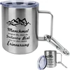 Žygio nerūdijančio plieno puodelis su karabinu - Kempingo lauko metalinis puodelis 350 ml Personalizuotas spausdintas puodelis stovyklavimui