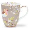 Porcelianinis puodelis Pip Studio Early Bird, pilkšvai rudas su paukšteliu, 350 ml