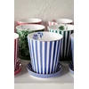 Porcelianinis puodelis su lėkštute Pip Studio Royal, mėlynas ir baltas dryžuotas, 230 ml