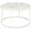 Mebel Elite Apvalus žurnalinis staliukas AGNES MAX, Ø 80 cm, balto marmuro
