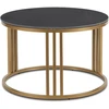Mebel Elite Apvalus žurnalinis staliukas KORIN, Ø 70 cm, juodo marmuro ir aukso spalvos