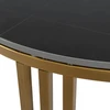 Mebel Elite Apvalus žurnalinis staliukas KORIN, Ø 70 cm, juodo marmuro ir aukso spalvos