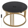 Mebel Elite Apvalus žurnalinis staliukas KORIN, Ø 70 cm, juodo marmuro ir aukso spalvos