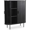 Mebel Elite Dviejų durų komoda su stumdomomis durimis, 100 cm, juoda