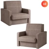 Mebel Elite Fotelis-lova MILAN 1, 2 vnt., smėlio spalvos