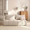 Mebel Elite Išskleidžiama sofa-lova SARIA, 207 × 86 cm, smėlio spalvos, bukle