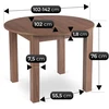 Mebel Elite Išskleidžiamas apvalus stalas, Ø 102 cm, išskleistas 142 cm, „Nicea“ riešuto spalvos